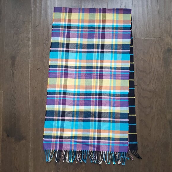 NEW Super Soft Fun Colourful Plaid & Checkered Long Fringe Scarf 1 Scarf 2 Looks - Picture 6 of 6